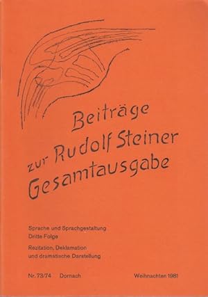 Bild des Verkufers fr Beitrge zur Rudolf Steiner Gesamtausgabe; Heft Nr. 73/74, Weinachten 1981. zum Verkauf von Schrmann und Kiewning GbR