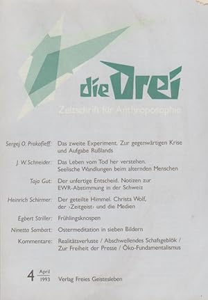 Die Drei. Zeitschrift für Anthroposophie; 63. Jahrg., Heft 4, April 1993.