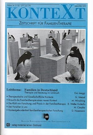 Bild des Verkufers fr Kontext: Zeitschrift fr Familientherapie; Heft Nr. 21/22-2/91 und 1/92. Deutsche Arbeitsgemeinschaft fr Familientherapie zum Verkauf von Schrmann und Kiewning GbR