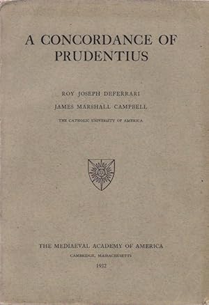Bild des Verkufers fr A Concordance of Prudentius. The Catholic University of America. zum Verkauf von Schrmann und Kiewning GbR