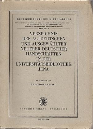 Immagine del venditore per Verzeichnis der Altdeutschen und ausgewhlter neuerer Deutscher Handschriften in der Universittsbibliothek Jena / Herausgegeben im Auftrag der Akademie der Wissenschaften der DDR vom Zentralinstitut fr Sprachwissenschaften. Beauftrag mit der Herausgabe und Redaktion Rudolf Bentzinger venduto da Schrmann und Kiewning GbR