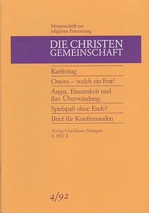 Seller image for Die Christengemeinschaft. Monatsschrift zur religisen Erneuerung, 64 Jg., Heft 4/1992. E 3952 E for sale by Schrmann und Kiewning GbR