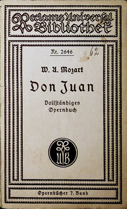 Seller image for Opernbcher 7. Band: Don Juan. Oper in zwei Aufzgen. Vollstndiges Opernbuch for sale by Schrmann und Kiewning GbR