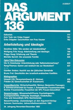 Das Argument. Zeitschrift für Philosophie und Sozialwissenschaften. Nr. 136 (24. Jahrgang. Novemb...