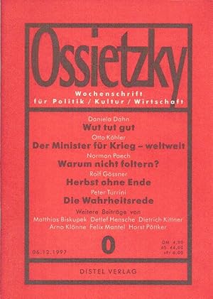Bild des Verkufers fr Ossietzky. Zweiwochenschrift fr Politik/ Kultur/ Wirtschaft; 12/97. zum Verkauf von Schrmann und Kiewning GbR