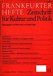 Seller image for Frankfurter Hefte. Zeitschrift fr Kultur und Politik. Heft 11, November 1980 35. Jahrgang. Herausgegeben von Walter Dirks und Eugen Kogon. for sale by Schrmann und Kiewning GbR