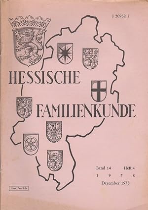 Bild des Verkufers fr Hessische Familienkunde; Dez. 1978, Band 14/ Heft 4. zum Verkauf von Schrmann und Kiewning GbR