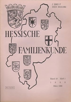 Bild des Verkufers fr Hessische Familienkunde; Mrz 1988, Band 19/ Heft 1. zum Verkauf von Schrmann und Kiewning GbR
