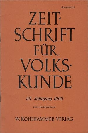 Bild des Verkufers fr Hessische Vorratskrbe. Sonderdruck aus: Zeitschrift fr Volkskunde. 56. Jahrgang, 1960, 1 Halbjahresband. Im Auftrag des Verbandes der Vereine fr Volkskunde. zum Verkauf von Schrmann und Kiewning GbR