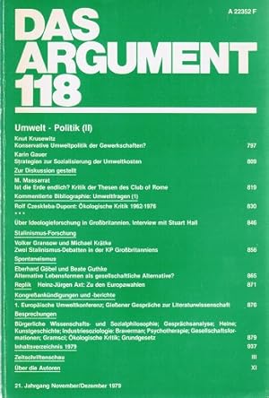 Das Argument. Zeitschrift für Philosophie und Sozialwissenschaften. Nr. 118 ( 21. Jahrgang. Novem...