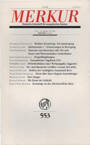 Bild des Verkufers fr Merkur : Deutsche Zeitschrift fr europisches Denken; 49. Jahrgang, April 1995, Heft 4 (Gesamtnr.: 553). zum Verkauf von Schrmann und Kiewning GbR