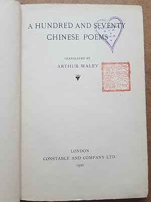 Bild des Verkufers fr A Hundred and Seventy Chinese Poems zum Verkauf von Homeless Books