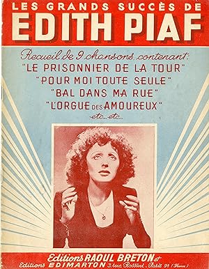 "LES GRANDS SUCCES DE EDITH PIAF" Recueil original de 9 chansons (1948) Contenant : LE PRISONNIER...