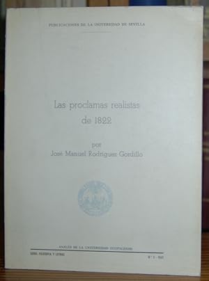 Imagen del vendedor de LAS PROCLAMAS REALISTAS DE 1822 a la venta por Fbula Libros (Librera Jimnez-Bravo)