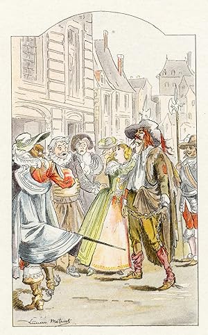 "LA MIE DU VOLEUR (Chanson Agenoise)" Gravure originale entoilée par Lucien METIVET (1888) (+ par...