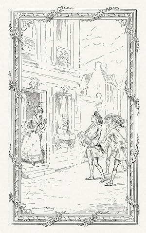 "LA VIELLE D'ARGENT (Chanson Saintongeoise)" Gravure originale entoilée par Lucien METIVET (1888)...