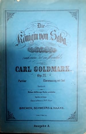 Bild des Verkufers fr [Libretto] Die Knigin von Saba. Textbuch zum Verkauf von Paul van Kuik Antiquarian Music
