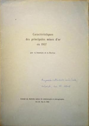 CARACTÉRISTIQUES DES PRINCIPALES MINES D'OR EN 1937.