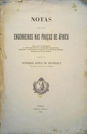 Bild des Verkufers fr NOTAS SBRE ALGUNS ENGENHEIROS NAS PRAAS DE FRICA. zum Verkauf von Livraria Castro e Silva