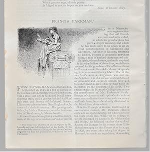 Bild des Verkufers fr Francis Parkman / Note On The Completion Of Mr. Parkman's Work zum Verkauf von Legacy Books II