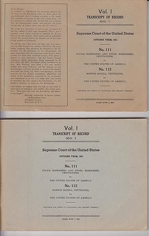 Seller image for Transcript of Record: Volumes 1 & 2 , Supreme Court of the United States , October Term, 1951 for sale by Robinson Street Books, IOBA
