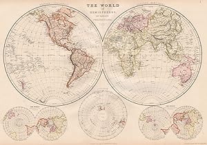 The World in Hemispheres, on various projections; The world on the plane of the Equator; Southern...