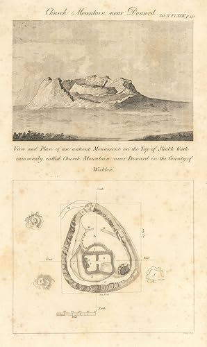 Seller image for View and Plan of an ancient monument on the top of Sliabh Guth commonly called Church Mountain near Donard in the County of Wicklow for sale by Antiqua Print Gallery
