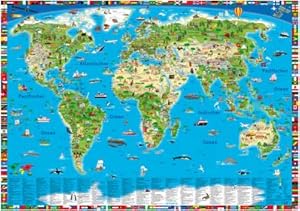 Bild des Verkufers fr Erlebniskarte  Illustrierte Weltkarte" zum Verkauf von buchversandmimpf2000