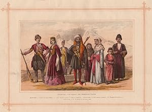 Georgian, Circassian and Armenian Races; Georgians. 1. Prince in war dress. 2. Lady  Indoor dres...