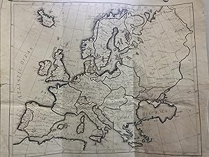 Continental Europe with the British Isles ( early 19th century hand drawn map with boundaries in ...