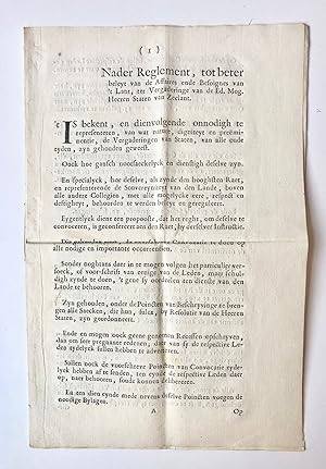 [Zeeland, Rare, [1702]] [1] Nader Reglement, tot beter beleyt van de Affaires ende Besoignes van ...