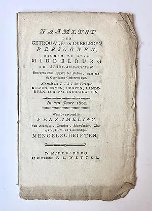 [Middelburg, Zeeland, [1802]] Naamlyst der getrouwde- en overleden persoonen, binnen de stad Midd...