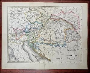 Austian Empire Hapsburg Monarchy Hungary Croatia c. 1844 A. Baedeker scarce map