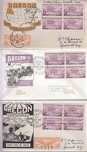 8 Oregon Archive First Day Covers Centennial 1836-1936, Cancelled