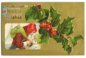 Image du vendeur pour Santa Claus Christmas w/ elf postcard 1900s mis en vente par The Jumping Frog