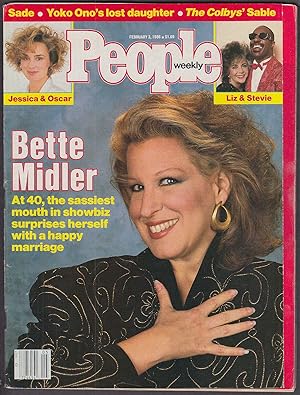 Image du vendeur pour PEOPLE Bette Midler Jessica Lange Yoko Ono Liz Taylor Stevie Wonder 2/3 1986 mis en vente par The Jumping Frog