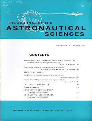 Seller image for Journal Astronautical Sciences Winter 1962 Roll Control for sale by The Jumping Frog