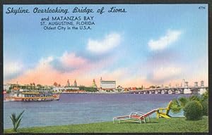 Seller image for Cruise Boat Bridge Lions Matanzas Bay FL postcard 1940s for sale by The Jumping Frog