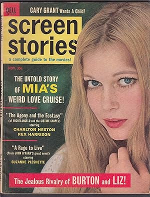 Seller image for SCREEN STORIES Mia Farrow Cary Grant Suzanne Pleshette Liz Taylor Burton 11 1965 for sale by The Jumping Frog