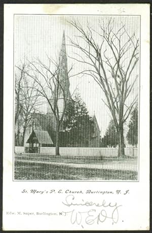 Seller image for St Mary's P E Church Burlington NJ undivided back postcard 1905 for sale by The Jumping Frog