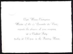 Image du vendeur pour S S Leonardo da Vinci Captain's Cocktail Party invite mis en vente par The Jumping Frog
