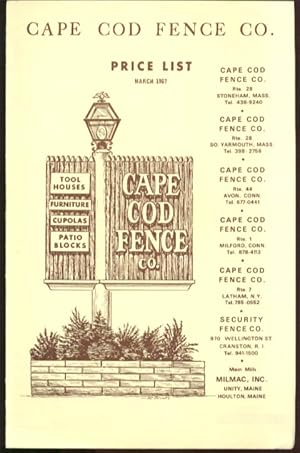 Seller image for Cape Cod Fence Price List 1967 Unity & Houlton ME for sale by The Jumping Frog