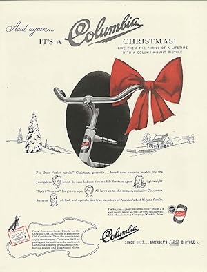 Seller image for It s a Columbia bicycle for Chrsitmas ad 1946 for sale by The Jumping Frog