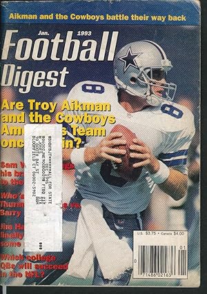Seller image for FOOTBALL DIGEST Troy Aikman Jim Harbaugh Coy Gibbs Metcalf Wyche Sanders 1 1993 for sale by The Jumping Frog