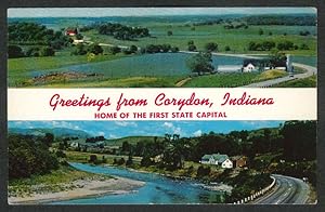 Immagine del venditore per Greetings from Corydon IN 1st state capitol postcard 1960s venduto da The Jumping Frog