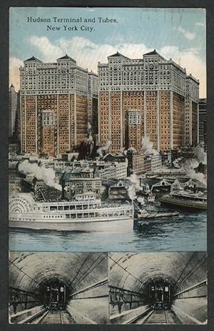 Image du vendeur pour Hudson Terminal & Subway Tubes New York City NY postcard 1918 mis en vente par The Jumping Frog