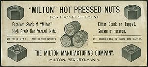 Seller image for Milton Hot Pressed Nuts advertising blotter Milton PA 1920s for sale by The Jumping Frog