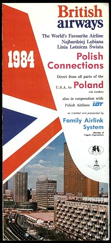 Seller image for British Airways Polish Connections LOT Airlines airline folder timetable 1984 for sale by The Jumping Frog