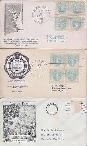 First Day Cover Cancelled Stamp of Virginia Dare