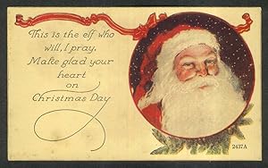 Image du vendeur pour Christmas Elf Santa Claus portrait postcard 1920s mis en vente par The Jumping Frog